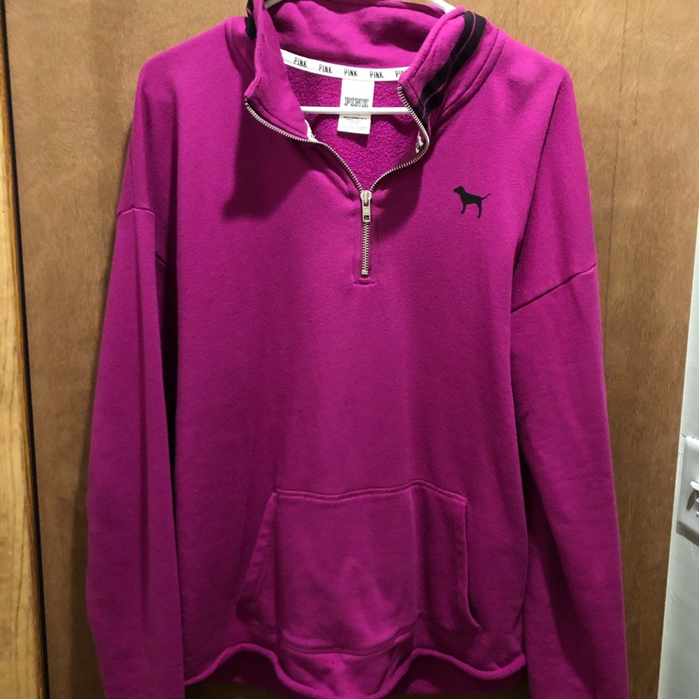 Pink half zip up sweatshirt